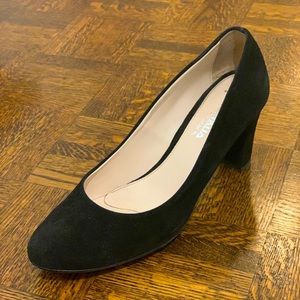 Black suede almond toe Aquatalia heels